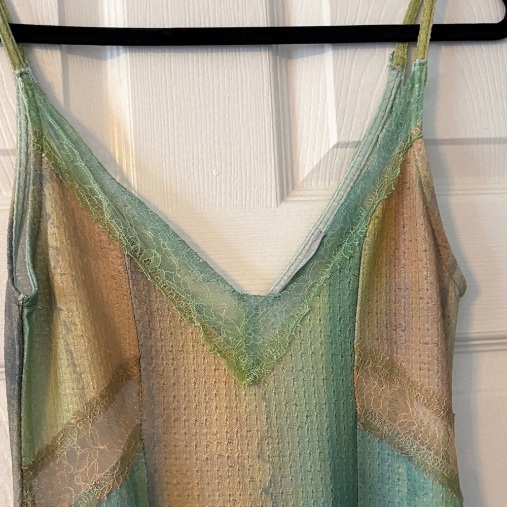 Slip Midi Dress in Green and Blue Tonal Stripe - Picture 4 of 8